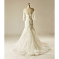 Full Sleeve Fit and Flare 3 D Flower Outdoor Wedding Gown